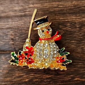 Snowman Bling Brooch Christmas Fun